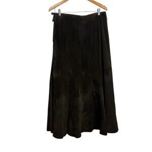 Prosper & Devine Vintage Brown Leather Maxi Skirt‎ Size 8